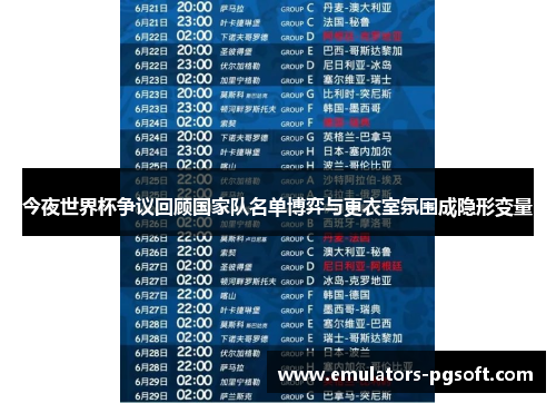 今夜世界杯争议回顾国家队名单博弈与更衣室氛围成隐形变量